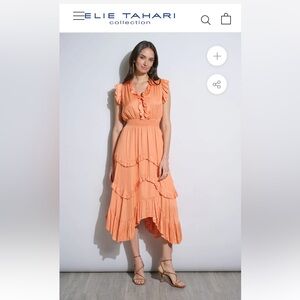 NWT Elie Tahari medium silk ruffle midi dress
